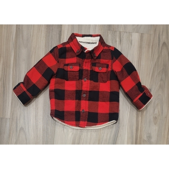 Cat & Jack Sherpa lined plaid Shirt Jacket size 12 months - Picture 1 of 7